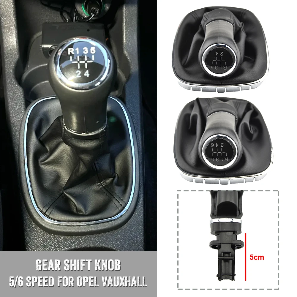 5/6-Gang-Schaltknauf mit Schaltsack-Abdeckung in Schwarz, passend für Opel Corsa D 2006 2007 2008 2009 2010 2011 2012 2013 2014 – Detail 6