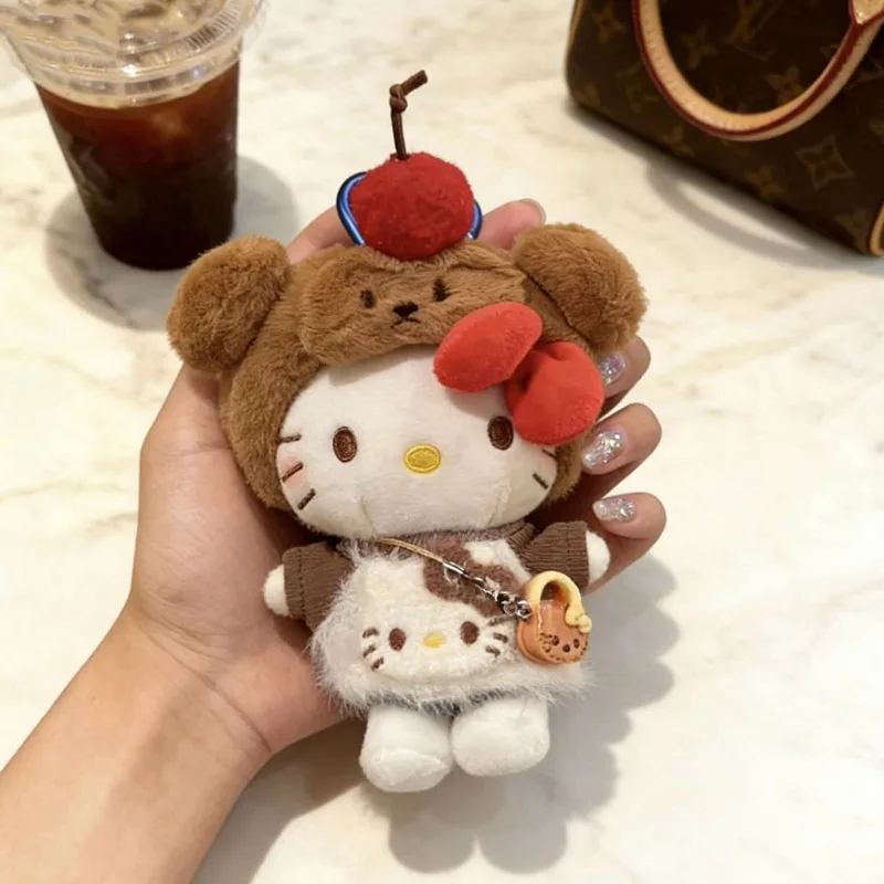 

Милый плюшевый брелок Hello Kitty в виде вишневого медведя, мультяшная мягкая игрушка, подвеска для сумки, аниме-кукла, идеальный подарок для девочек-фанаток