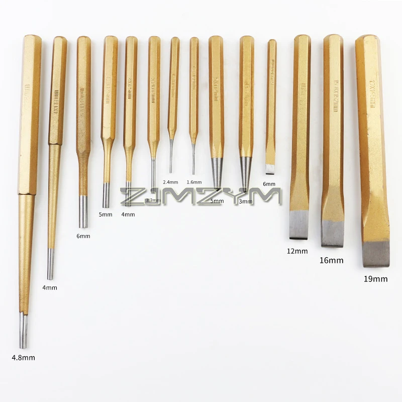 

14-Piece Punch and Chisel Set CR-V Steel, Flat Punches, Pin Punches, Center Punches, and Cone Chisels for Various Applications