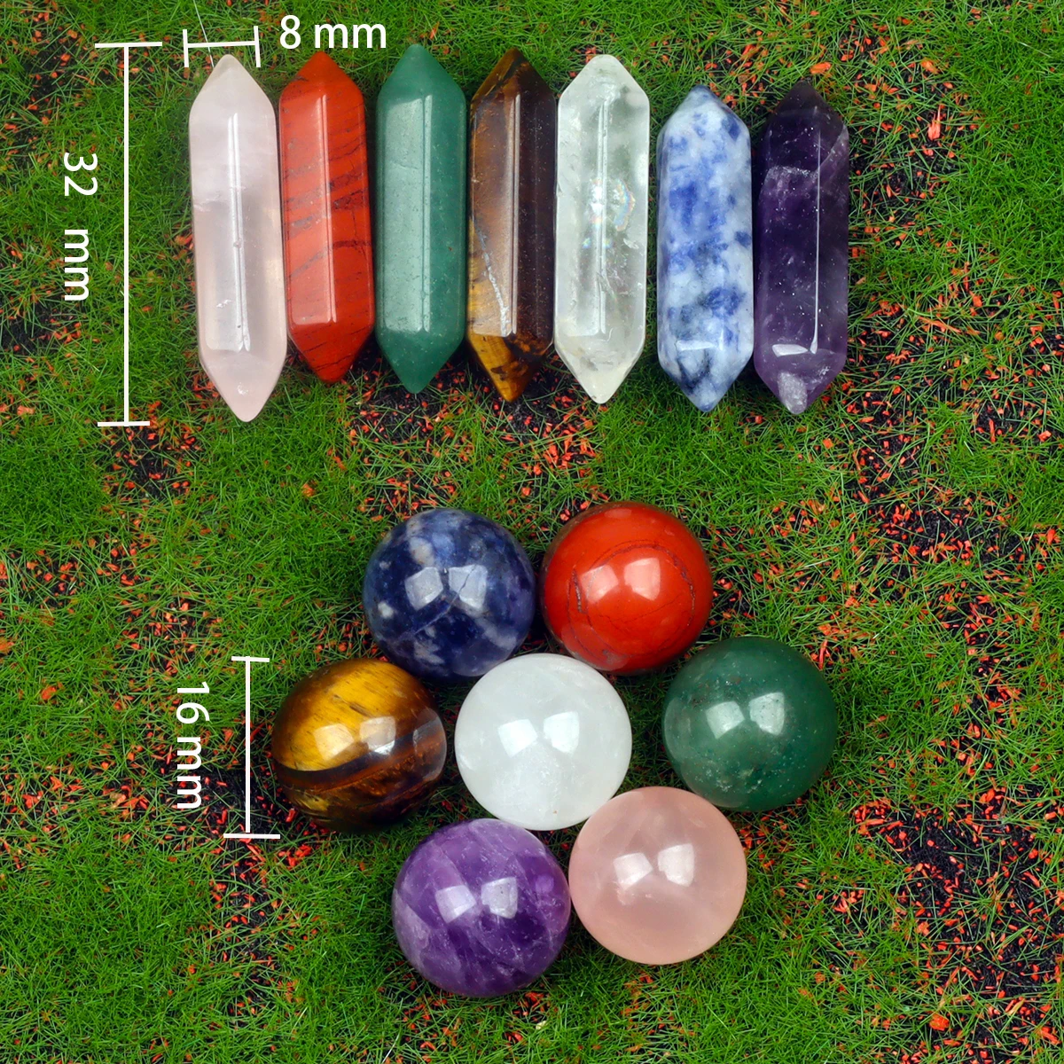 7pcs/set Nature Crystal and Healing Stone Set Chakra Balance Stone Spiritual Astrology Yoga Energy Reiki Healing Crystal Stone F