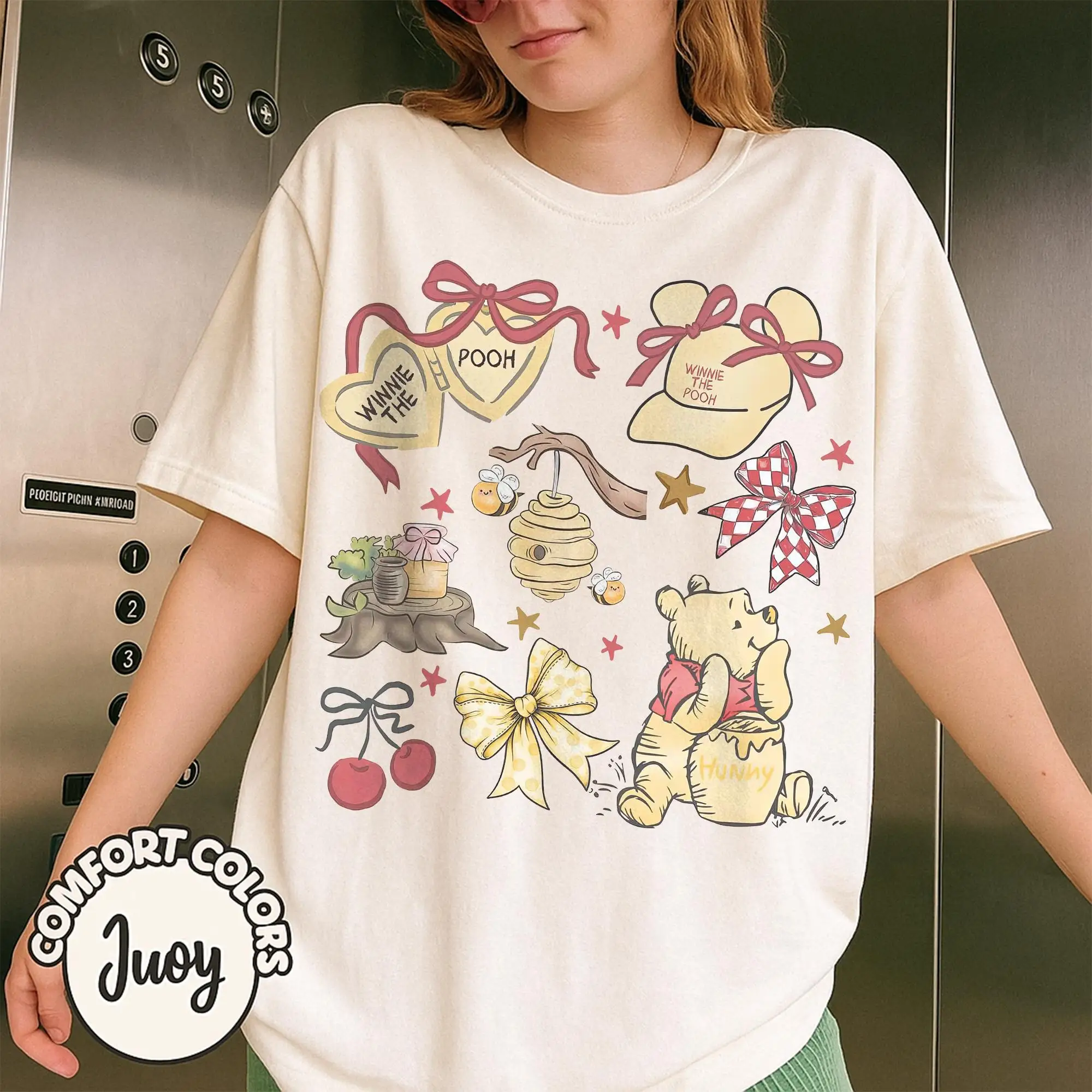 

Женская классическая футболка больших размеров с изображением Винни-Пуха от Disney, футболка для отдыха в Диснейленде, уличная одежда из чистого хлопка, оверсайз