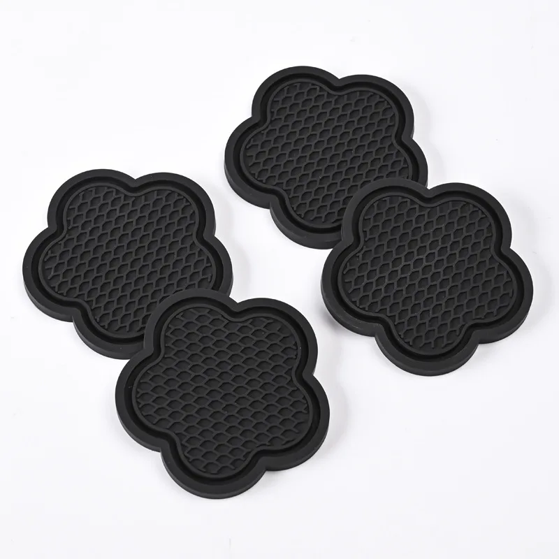 2PCS Car Cup Insert Coaster Flower Shaped Silicone Waterproof Non-Slip Sift-Proof Spill Saucer For Most Car Interior Accessories