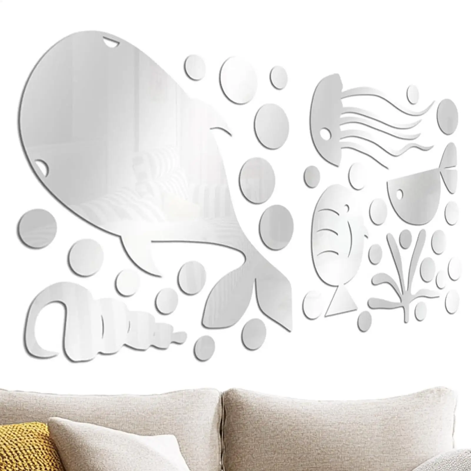 1 Set Acryl-Spiegel-Wandaufkleber, Meeresmotiv, selbstklebend, DIY, Schlafzimmer, TV-Hintergrund, Raumdekoration