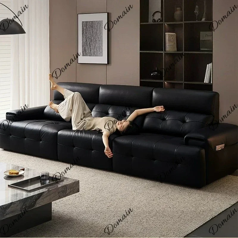 30XX Light Luxury Modern Simple Living Room Sofas And Seating Black Lazy Comfortable Lawrence Leather Sofa Couch Home Furniture