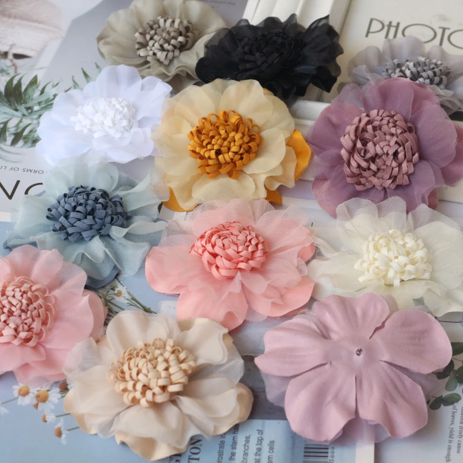 

10PCS/Lot 6CM Handmade DIY Fabric Flowers Hair Accessories Dress Shoes Hats Decoration