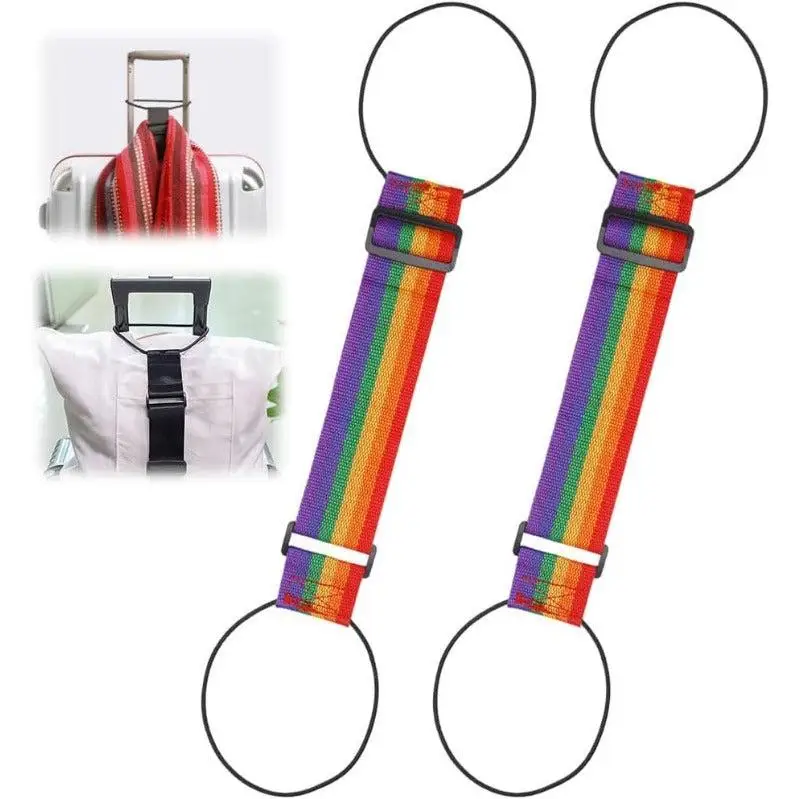 

2PCS Multi Use Strong Adjustable Luggage Connector Straps For Suitcases Rainbow Travel Straps Secure Organize Anti Theft Straps