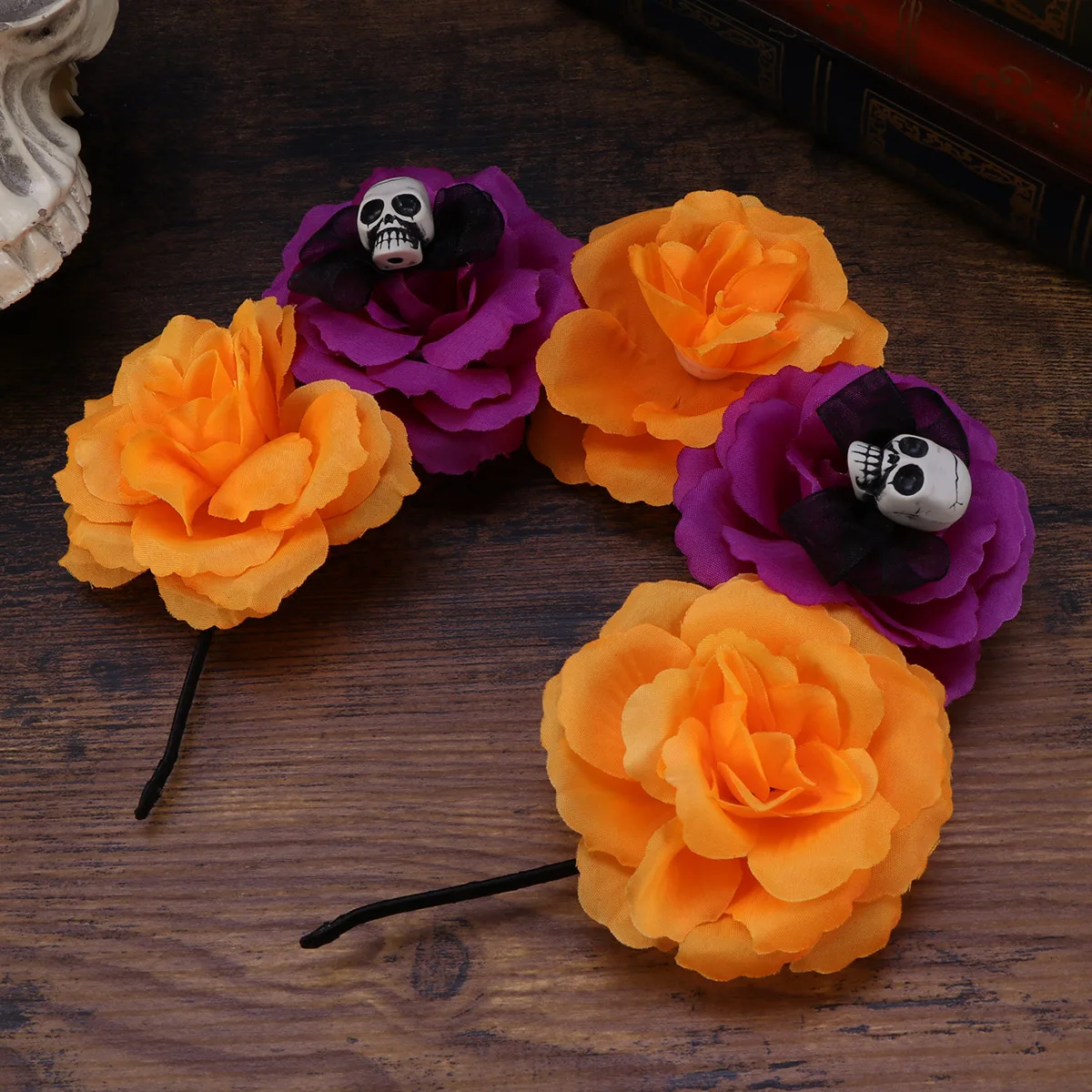 

Halloween Skull Hair Hoop Headband Headdress Accessory Lightweight Comfortable Wear Flower Design Stage Photo Prop Hair Care