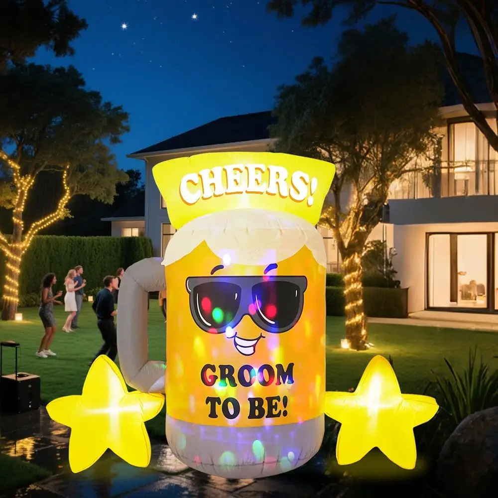 

Надувная декорация в виде пивной кружки 8 футов со встроенными светодиодами и разноцветными вращающимися огнями для девичника, надувные украшения, Su