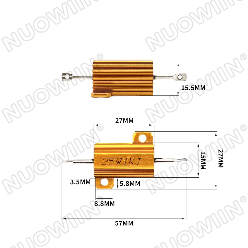 10W 25W Aluminum Power Metal Shell Case Wirewound Resistor 0.01 ~ 30K 0.1 1 2 3 4 5 6 8 10 20 25 100 150 1K 10K ohm RX24 image 4