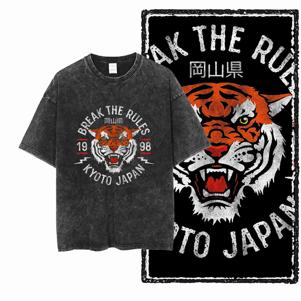 DI TIGER Printed Cotton Acid Washed Exclusive Graphic Unisex T Shirt Cool Vintage Streetwear Men Tshirts Big Size Tee for men image 6