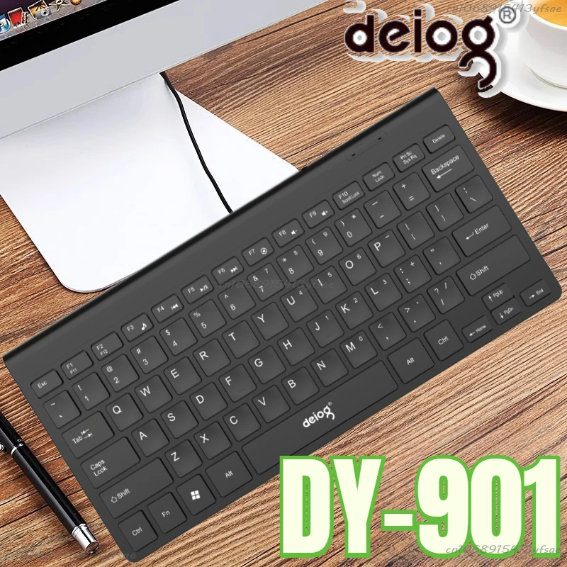 Delog DY-901 USB Wired Keyboard Desktop Laptop Office Keyboard Portable Chocolate Keycap Gaming Accessories Keycaps