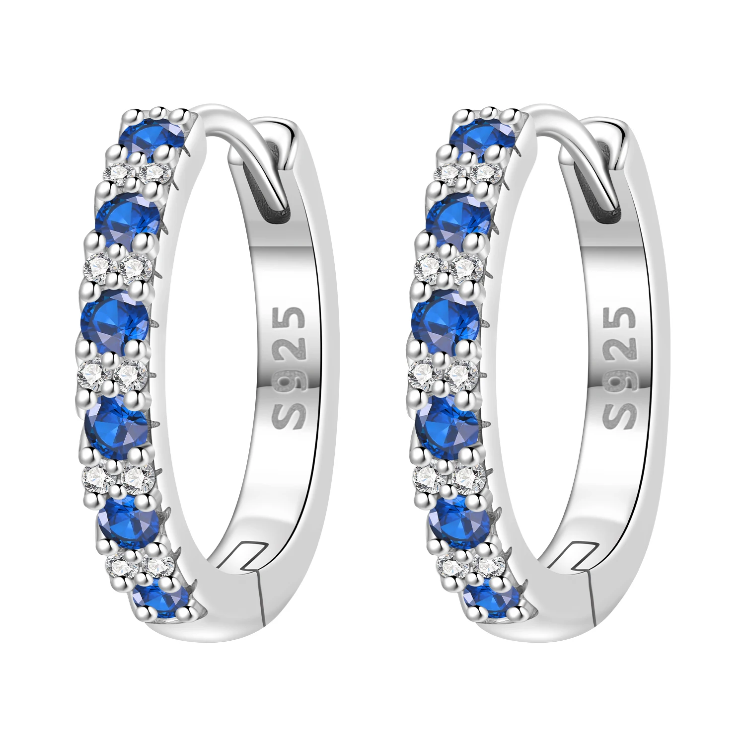 925 Sterling Silver Twisted Hoop Earrings For Women Blue Gradient Zircon Twist Circle Ear Buckles Women Fine Jewelry Party Gift