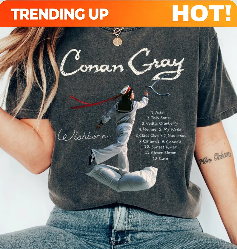 Retro Conan grey shirt Wishbone era graphic T-shirt indie pop music T-shirt unisex all-season pure cotton base layer