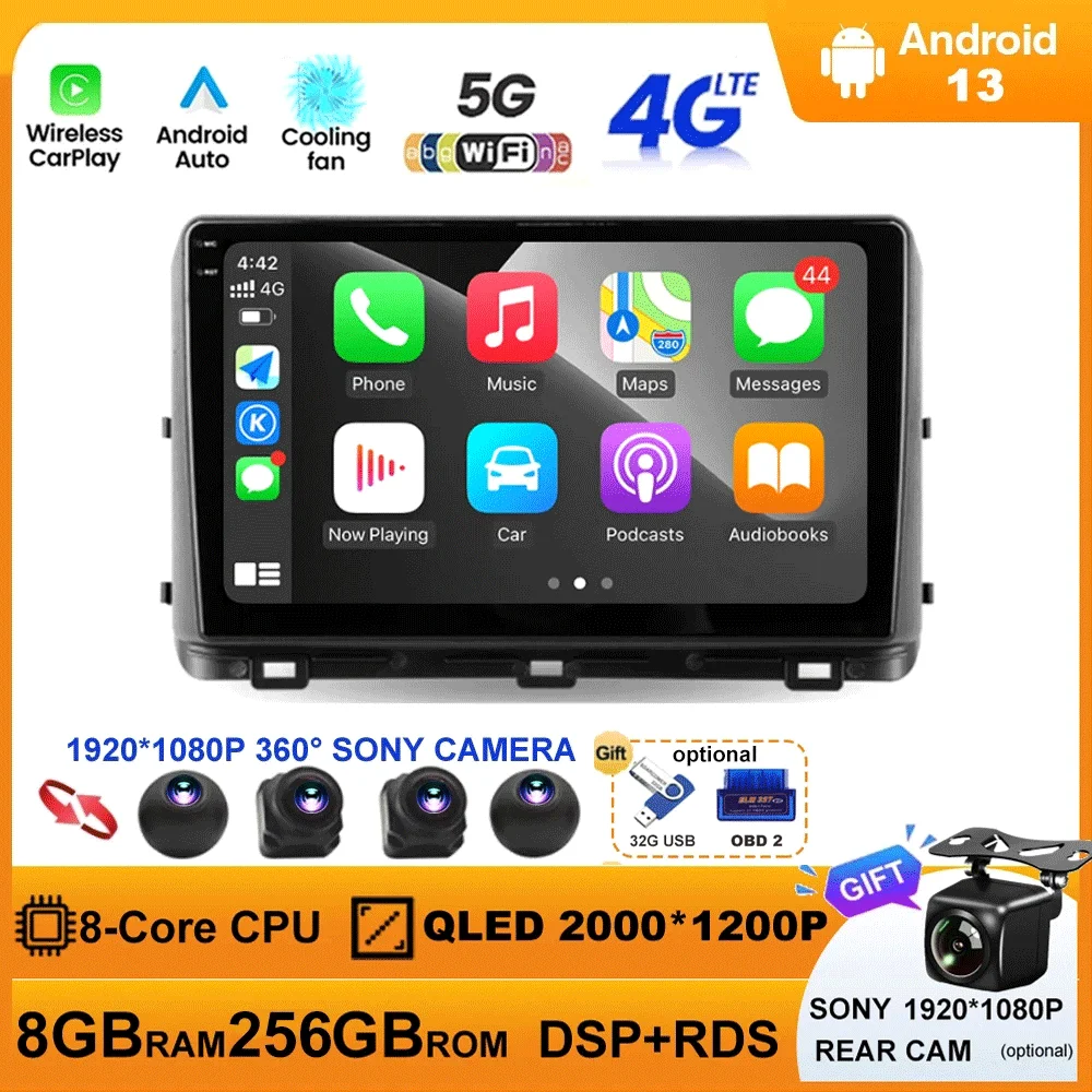 

Android 13 For Kia Ceed 3 CD 2018 - 2022 Car Radio Multimedia Video Player Navigation GPS BT 5.0 DSP WIFI 4G Carplay 360 Camera