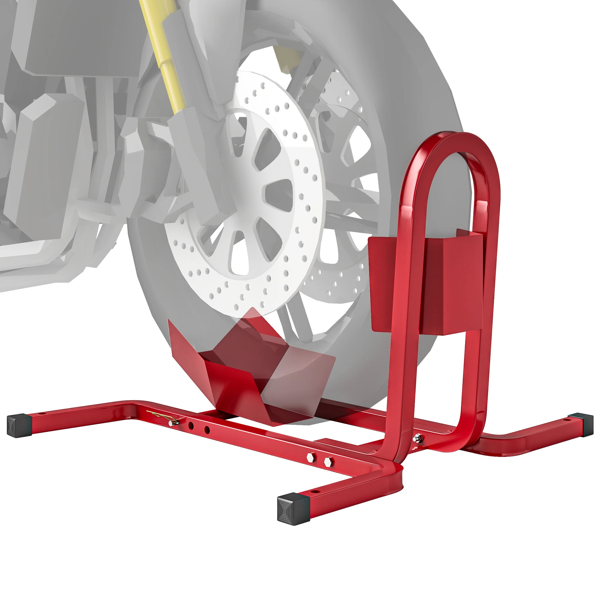 HOMCOM Cavalletto Laterale Moto con Ruota di Supporto 17-21 Pollici, Rosso in Metallo Epossidico