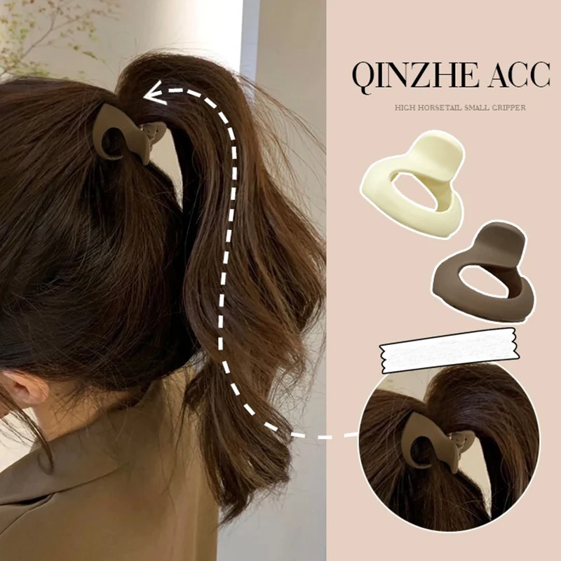 Acrylic Fashion Headwear for Women High Horse Tail Fixed Bangs Hair Claws Solid Color Accessories Daily 2023 New In