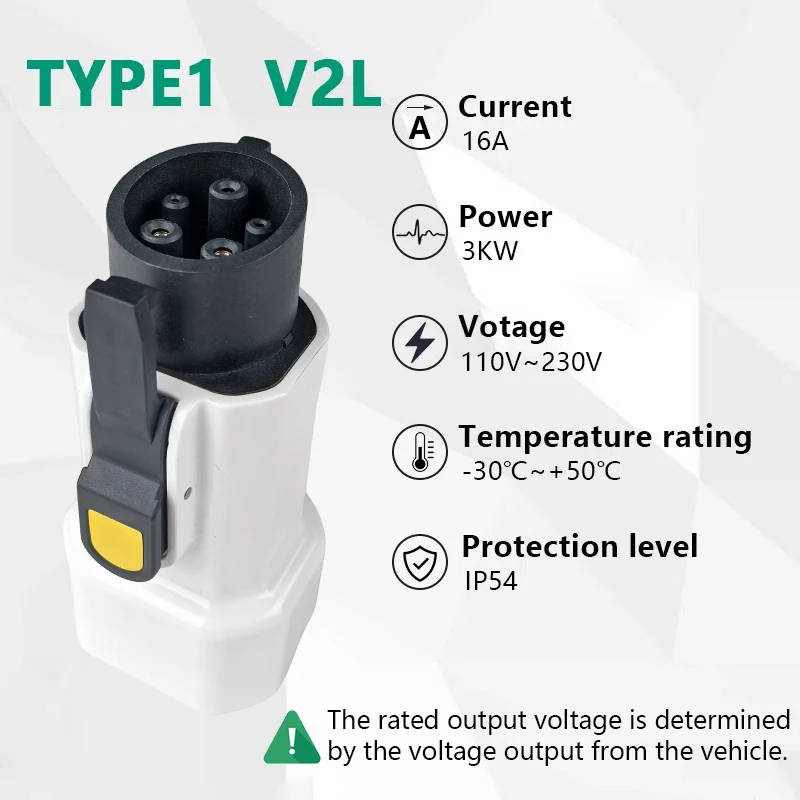 EVqiaoyi J1772 Type1 V2L EV Adapter 16A Portable Outdoor Power Car Discharger Plug for Hyundai Ioniq 5/6, Kia EV6/EV9, MG ZS