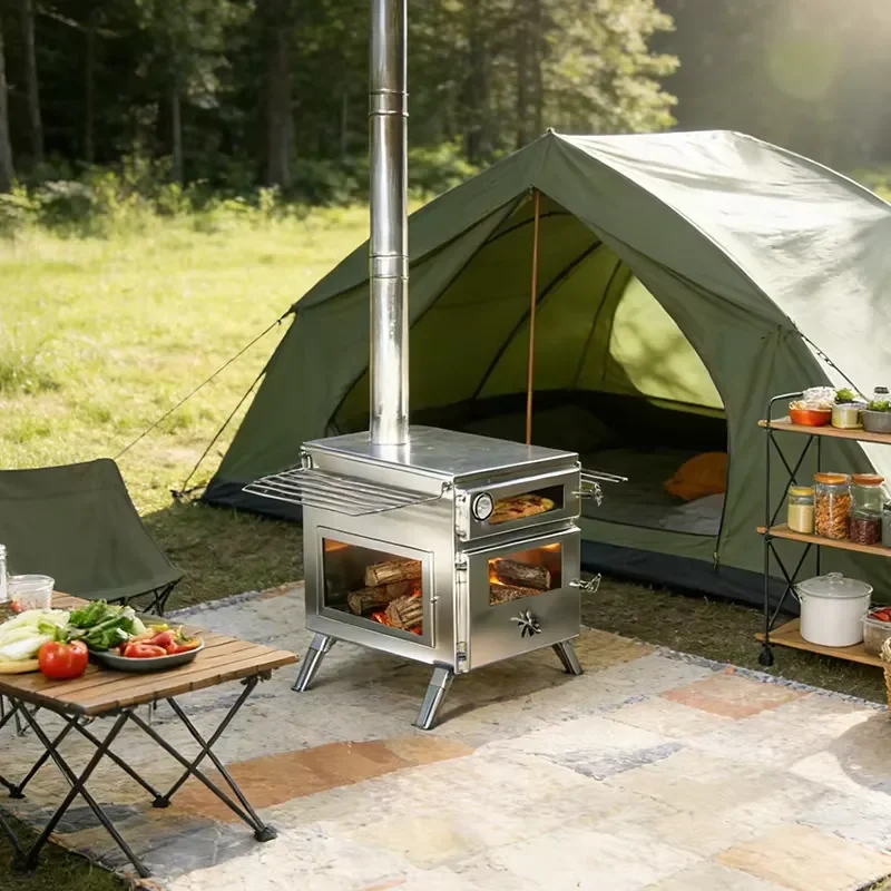 INBESTCAMP Pizza Travel Tent Output Cooker for Portable Grill Combo Easy Stainless Swag Tent Stove With Oven