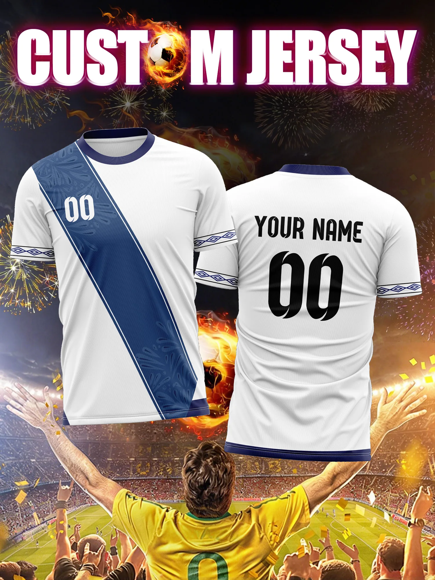 

Custom Image Number Name Soccer Jersey, Gym Practice Shirt, Indoor Fitness Football Wear