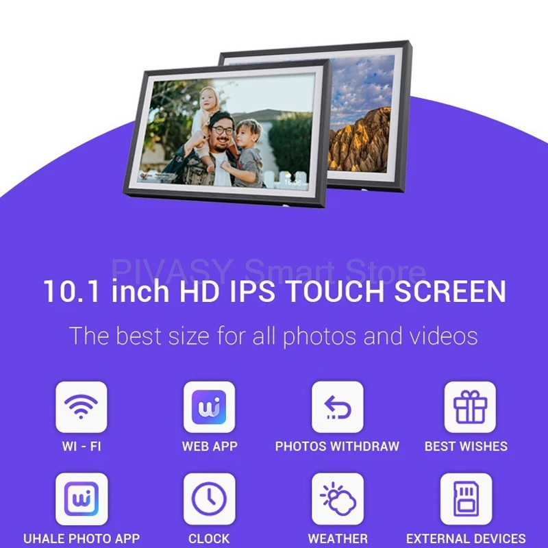 10.1Inch Uhale Smart Cloud Photo Frame Digital Photo Frame WiFi Mobile Photo Transfer Touchscreen 1280x800 Resolution IPS Screen
