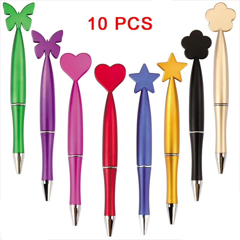 10PC/Lot Lovely Creative Butterfly Five-pointed Star Flower Heart-shaped Ball Pen Student Black Gel Pen School Office Stationery