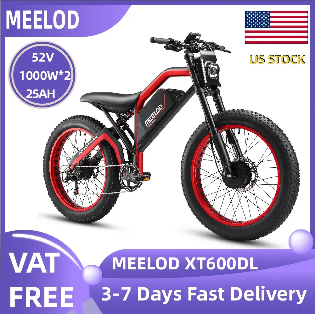 

MEELOD XT600DL Adult E-bike 26-inch Fat Tire E-Mountain bike 1000W*2 motor 52V25Ah battery commute Electric Bike