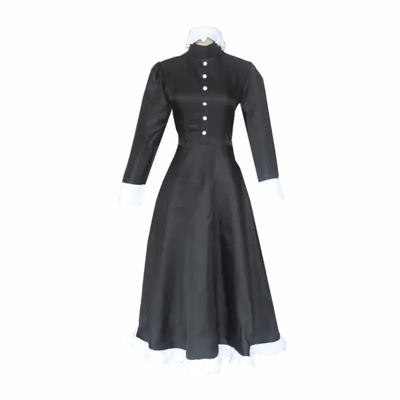 2021 vestito da cameriera da donna da uomo Anime Cosplay ristorante francese stile lungo Costume da cameriera grembiule abiti gonna lunga bianca nera