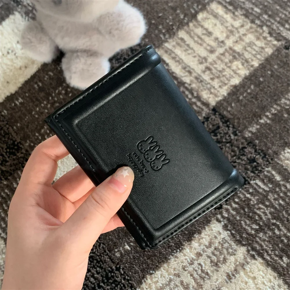 Hot Sales Fashion Simple PU Short 3-Layer Wallet Cute Student Coin Purse Compact Portable Women's Storage ID Card Bag Girl Gift