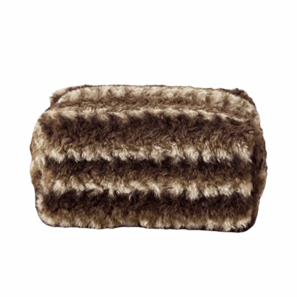 

Милая винтажная женская косметичка большой емкости, портативная полосатая косметичка, легкий органайзер для туалетных принадлежностей на молнии, для путешествий