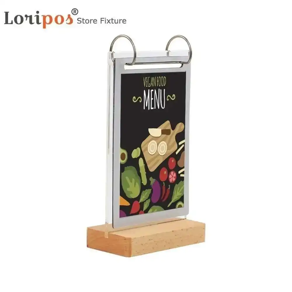 5 Pages Photo Album Wooden Base Desk Label Sign Frame A6 Sleeve Photo Picture Poster Menu Stand Holder For Advertising Promotion
