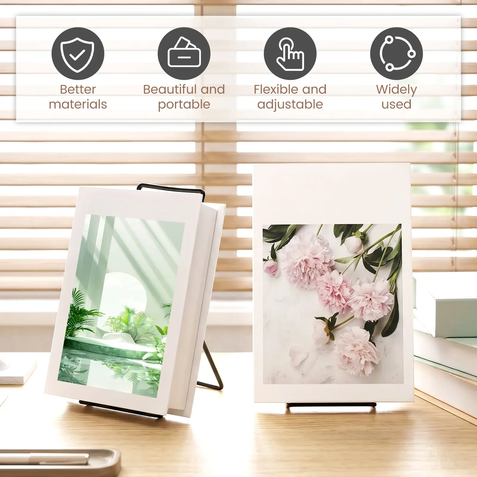 6Pcs Metal Book Stand Adjustable Book Display Stand with Foldable Design Portable Desktop Organizer  for Magazine Album Cookbook