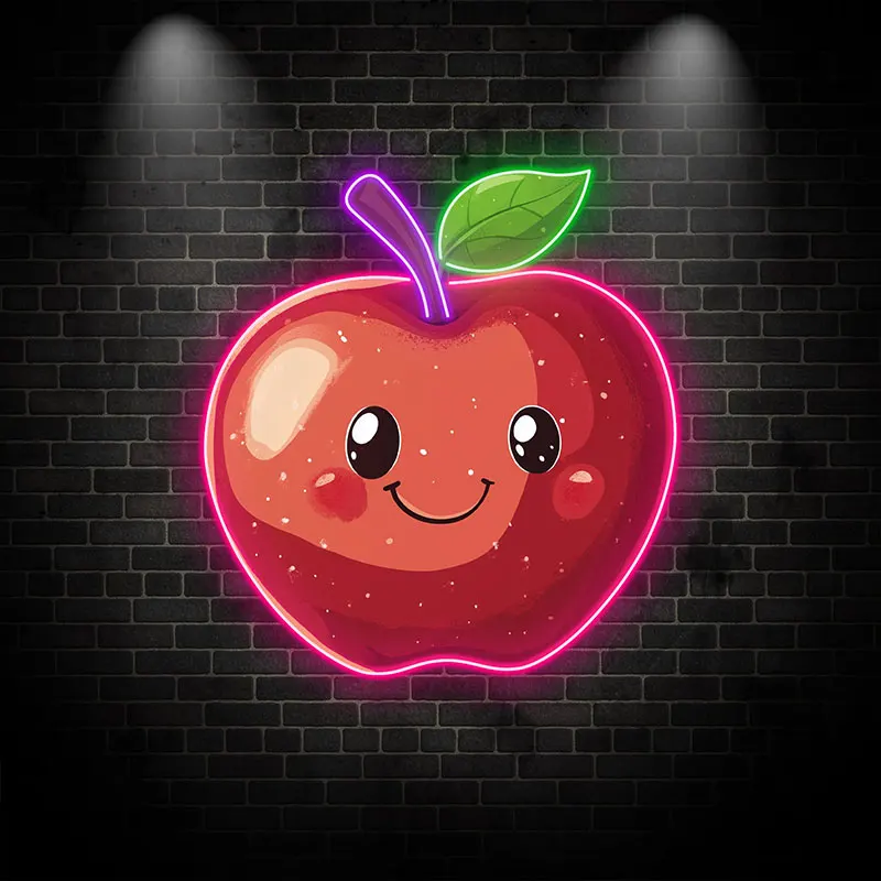 Apple Custom Neon Sign, Cute Apple Neon Light, Fruit Shop Wall Decor Sign, Apple Led Light for Kids Room, Birthday Gift for Kids