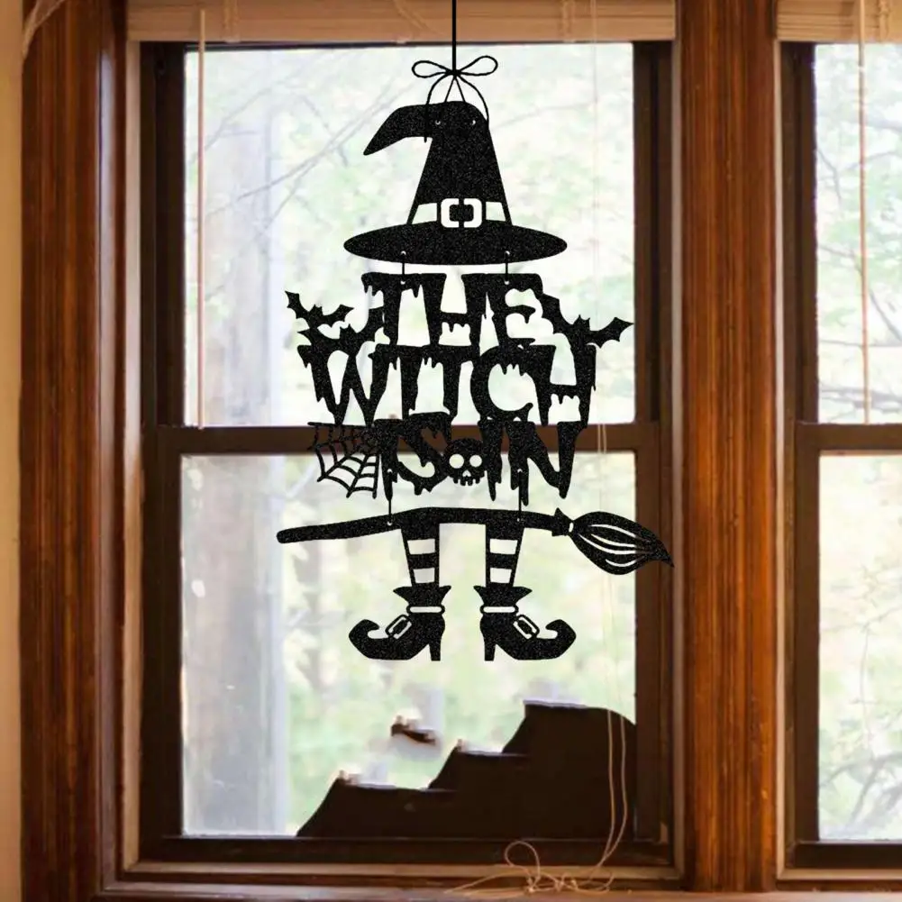 Witch-themed Decor Spooky Witch Leg Hat Broomstick Halloween Door Sign for Indoor Outdoor Decor Farmhouse Witch for Home