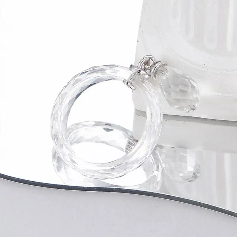 Clear Natural White Crystal 925 Silver Water Drop Simple Circle Rings For Women Romantic Minimalism Chic Shiny Ring New Gift