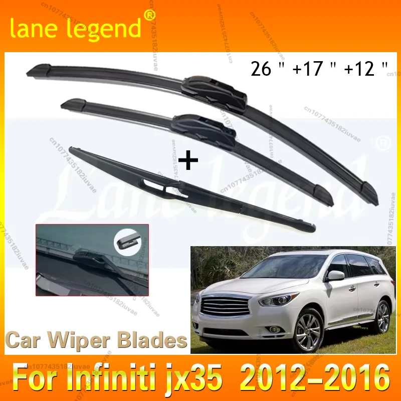 

Car Wiper Blade For Infiniti jx35 26"+17"+12" 2012-2016 Auto Windscreen Windshield Wipers Blades Window Wash Fit U Hook Arms