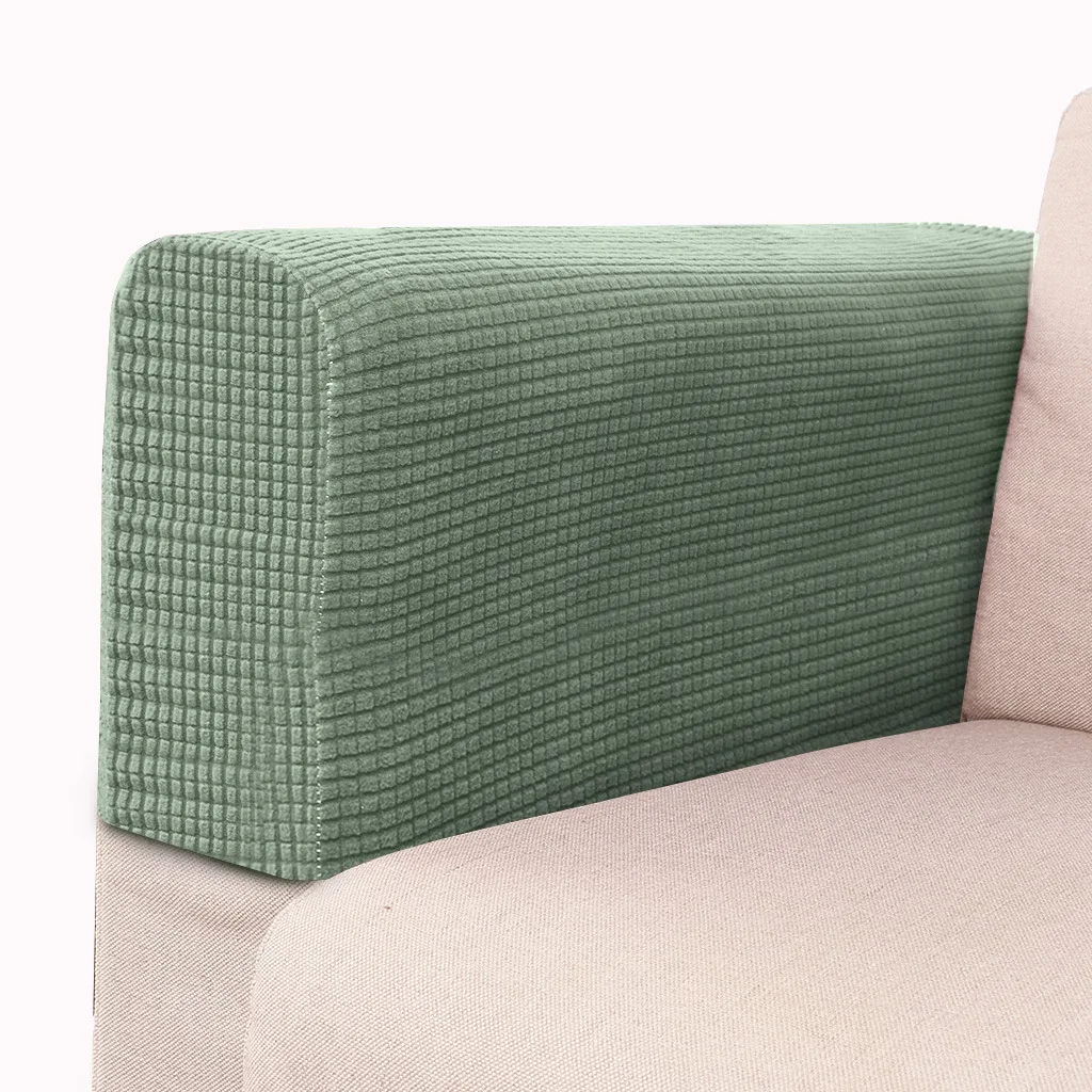 2pcs/set Elastic Fleece Sofa Armrest Cover Solid Color Universal Sofa Armrest Towel Cover Hat Type Protective Cover ﻿