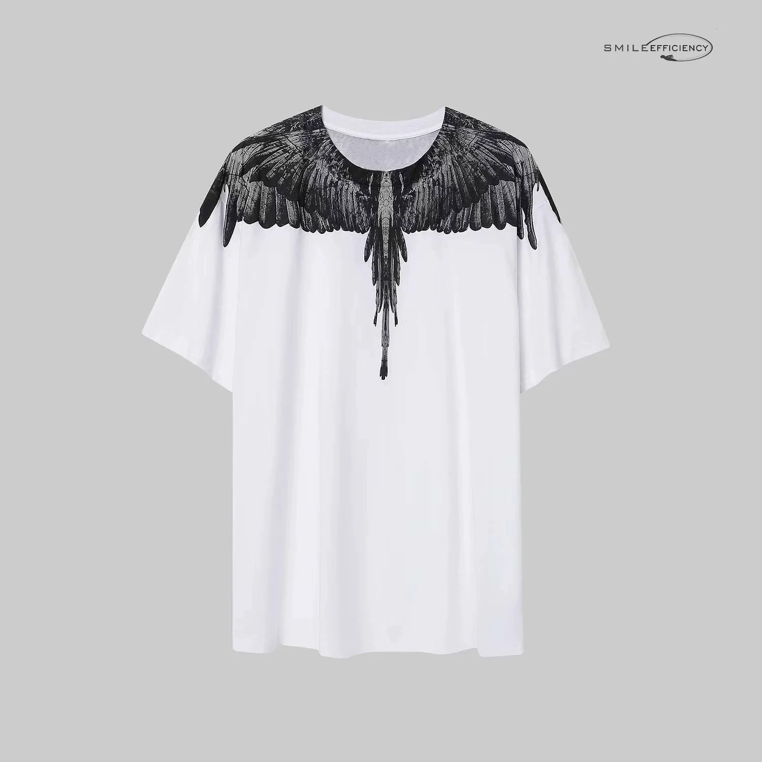 T-shirt con ali sfumate in stile americano per coppie, uomini e donne, con stampa 3D sulle maniche corte.