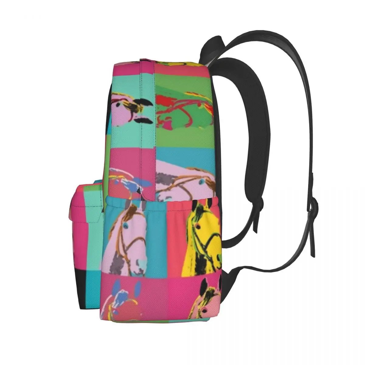 Colorful Horse Art Backpack Male Lady's Secret Horses Racing Pattern Backpacks Elegant School Bags Trekking Colorful Rucksack