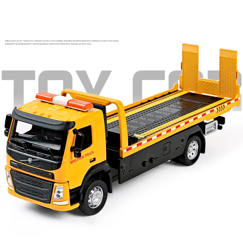 

1:50 VAN Type Alloy Trailer Model Simulation Metal Car Transporter Wrecker Truck Pull Back Sound and Light Toy Truck