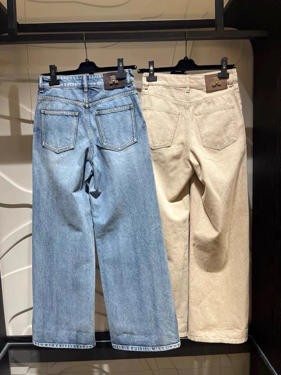 

High Waist Straight Leg Jeans Women's Loose Slim Wide Leg Long Pants Autumn Winter New Arrival LANVI Denim Jeans Blue