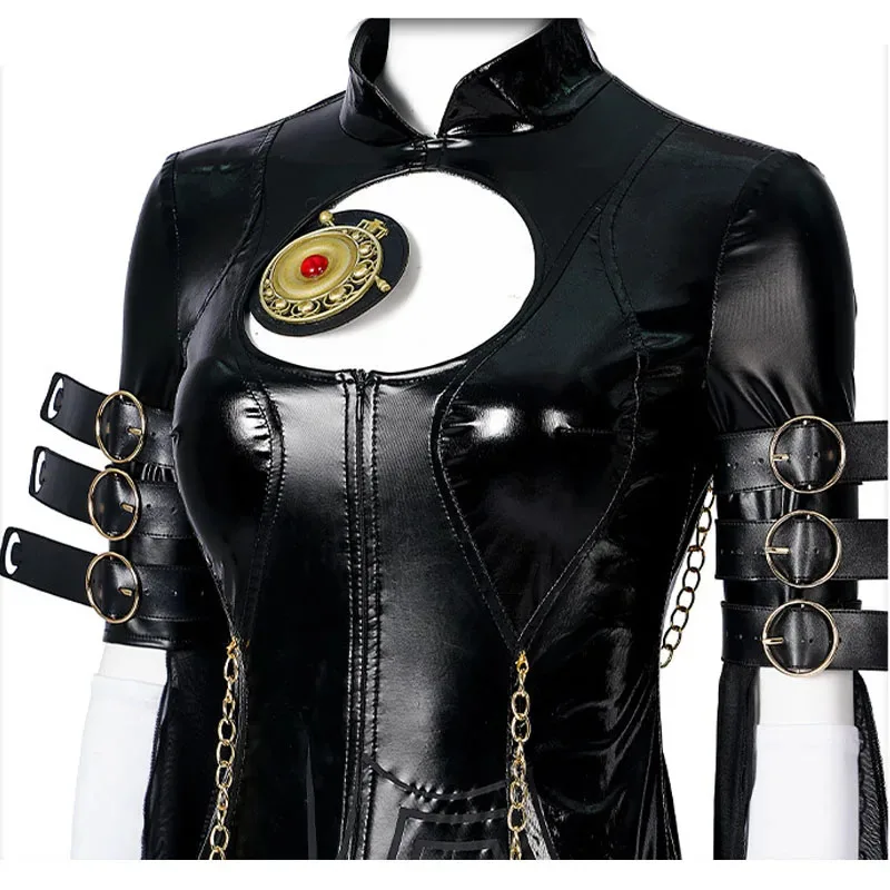 

Game Bayonetta Cosplay Costume Wig Black PU Jumpsuit Adult Lady Like Woman Outfits Halloween Carnival Party Suit For Women SV6KJ