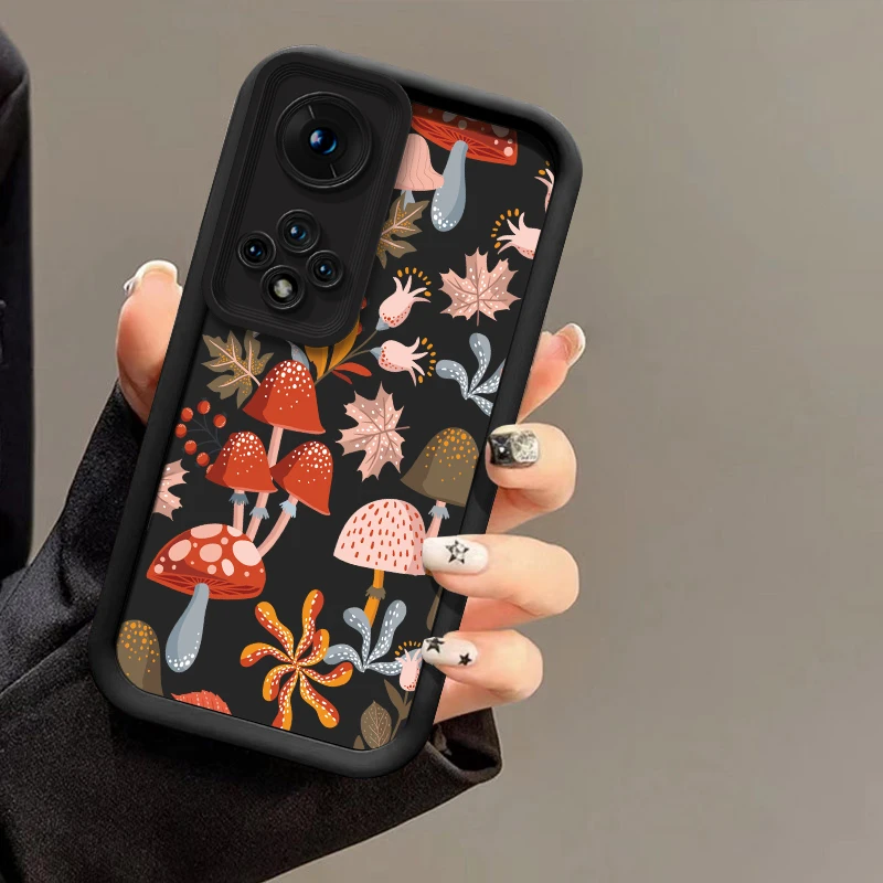 マットTPUスマホケース Huawei Honor X8B X8A X7A X7 X6A Magic 7 Lite 6 5 Pro X60 X30 X9C X9 X8C用 マッシュルーム柄 ソフトカバー