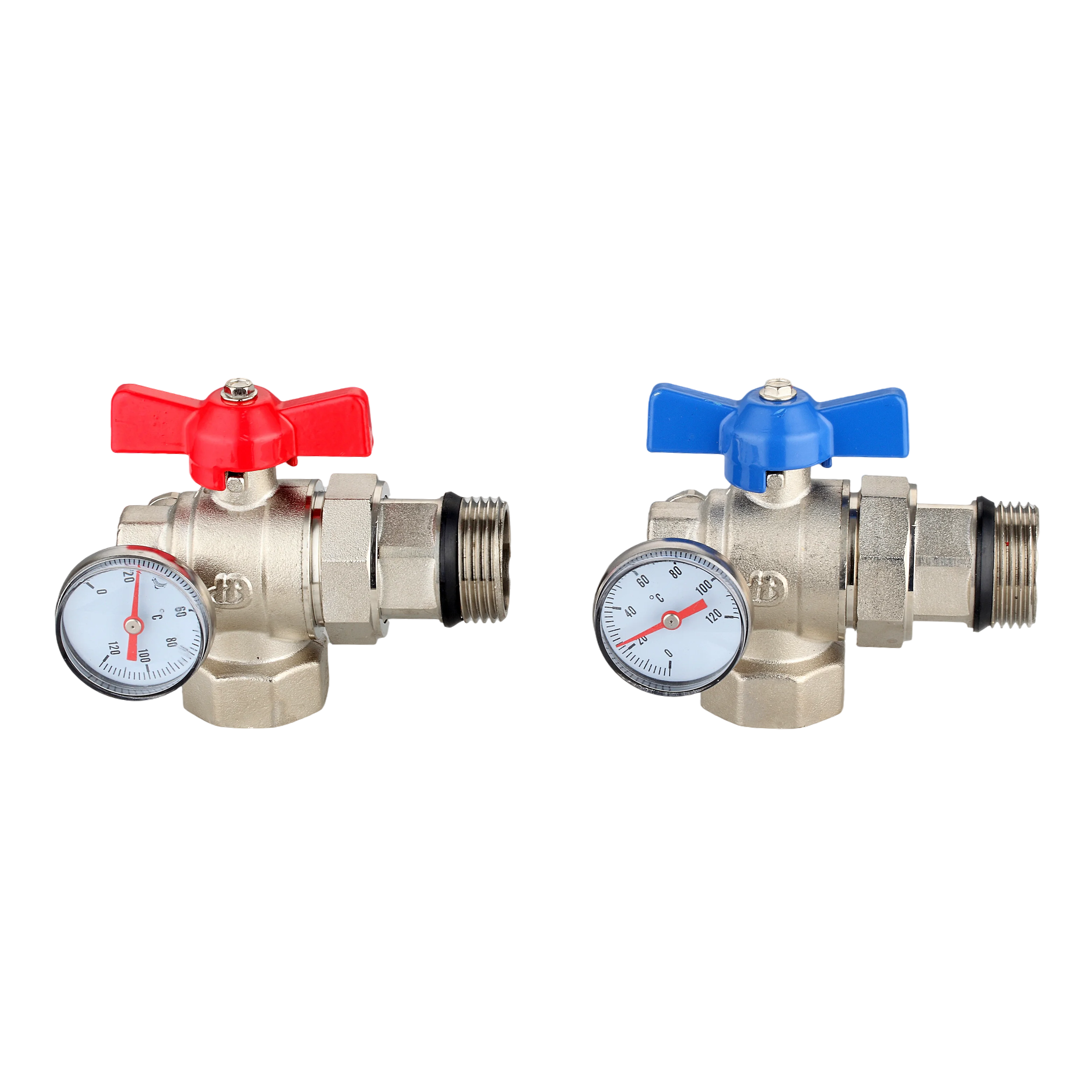 ATV&UTVExcellent Quality Manual OEM Angle Brass Water Control Ball Valve with Temperature Gauge DN25/NPT Connection