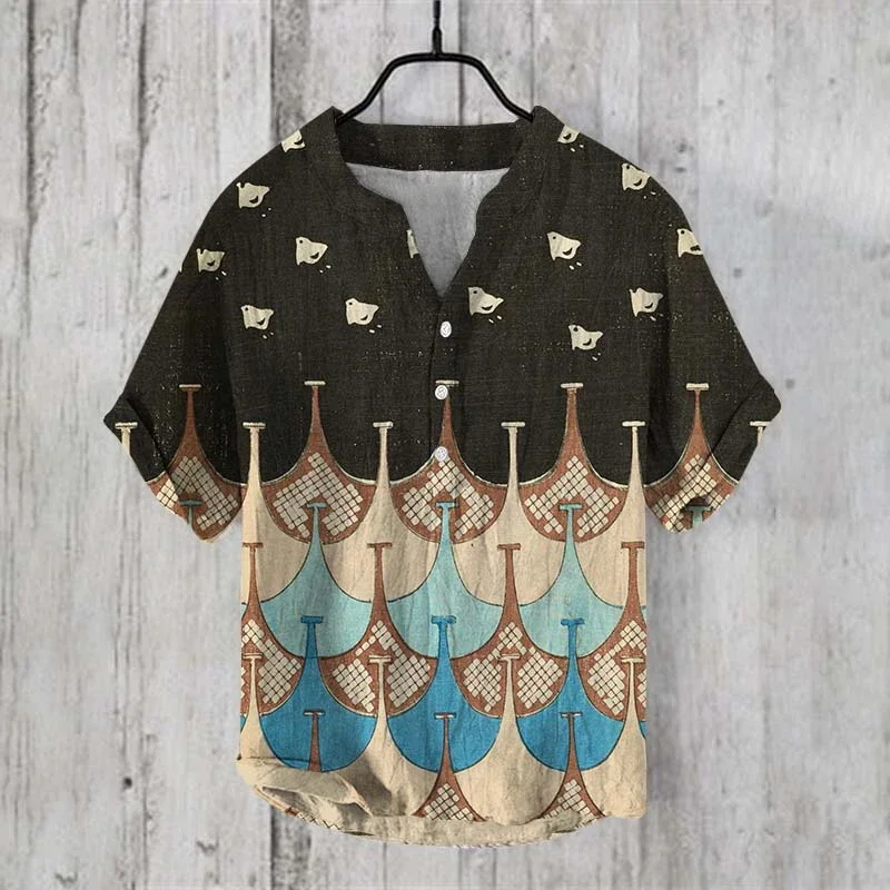 Men's casual shirt Hawaiian shirt 3D printed casual short sleeved shirt Men's clothing breathable shirt