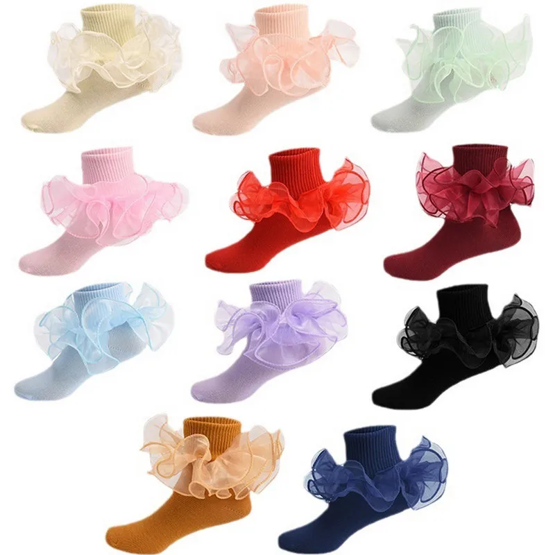 

Toddler Baby Girls Ruffle Socks Soft Double Lace Frilly Princess Ankle Kids Socks Baby Items Accessories Baby Stuff Things