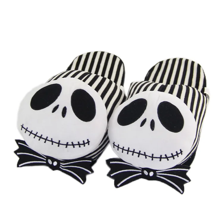 28cm Disney Movie The Nightmare Before Christmas Jack Skellington Plush Stuffed Slippers Indoor Men Women Winter Slippers Gifts