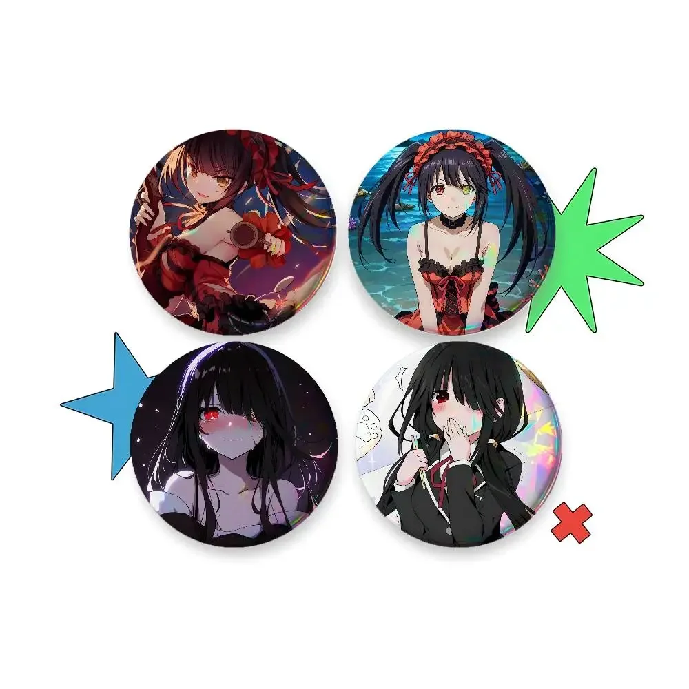 Tokisaki Kurumi Anime D-DATE A LIVE For Badge Custom Laser Hologram Enamel Pin Metal Lapel Brooch For Clothes Bag Accessory Gift