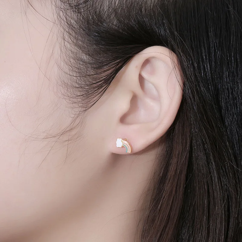 New Lovely Coloful Animal Flower Stud Earrings For Women Girls Stainless Steel Dumbbell Screw Anti-allergy Jewelry Gifts