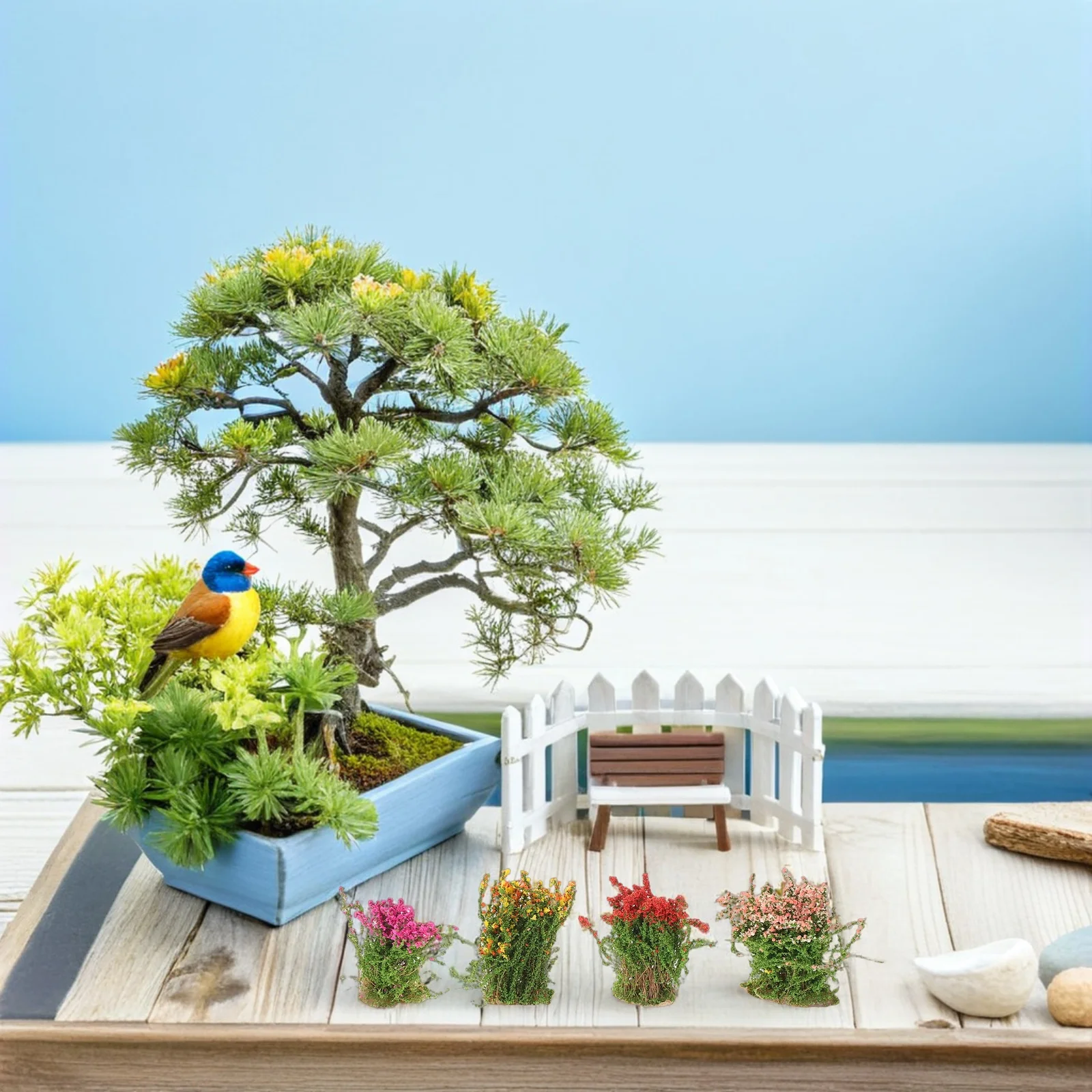 

7Pcs Micro Landscape Artificial Grass Cluster Lifelike Miniature Flower Vegetation for Railway Sand Table Dollhouse Scenery