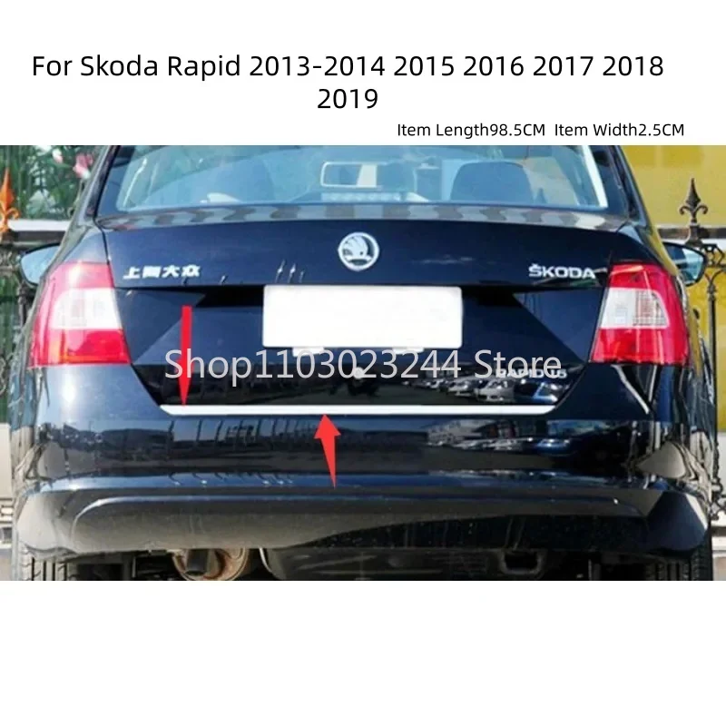 For Skoda Rapid 2013-2017 2018 2019 Tailgate Rear Door Bottom Cover Molding Trim Stainless Steel back door trim car Accessories